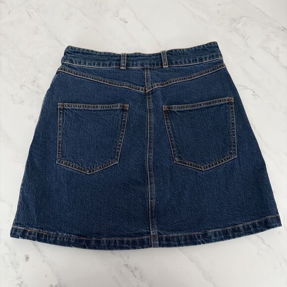 90s Gruinge Y2K Preppy Boho Pilcro by Anthropology Dark Wash Denim Mini Skirt 4 - Picture 4 of 6